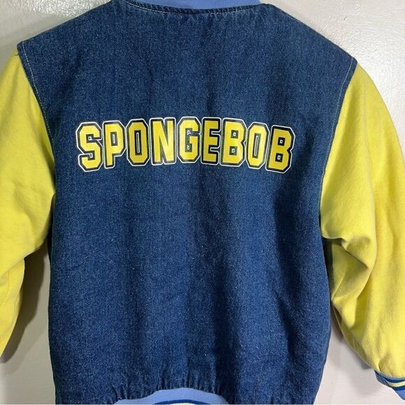 Nickelodeon SpongeBob youth size 8/10 denim graphic zip up jacket - Picture 4 of 8